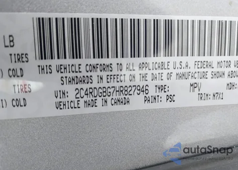 2017 Dodge Grand Caravan Se Plus из США, поврежденный, VIN 2C4RDGBG7HR827946